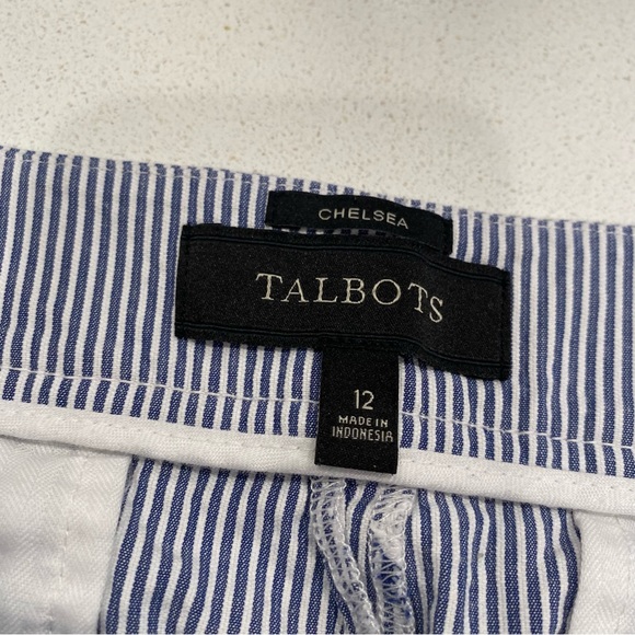 Talbots Chelsea Blue White Stripe Crop Pants sz 12 - Picture 4 of 7